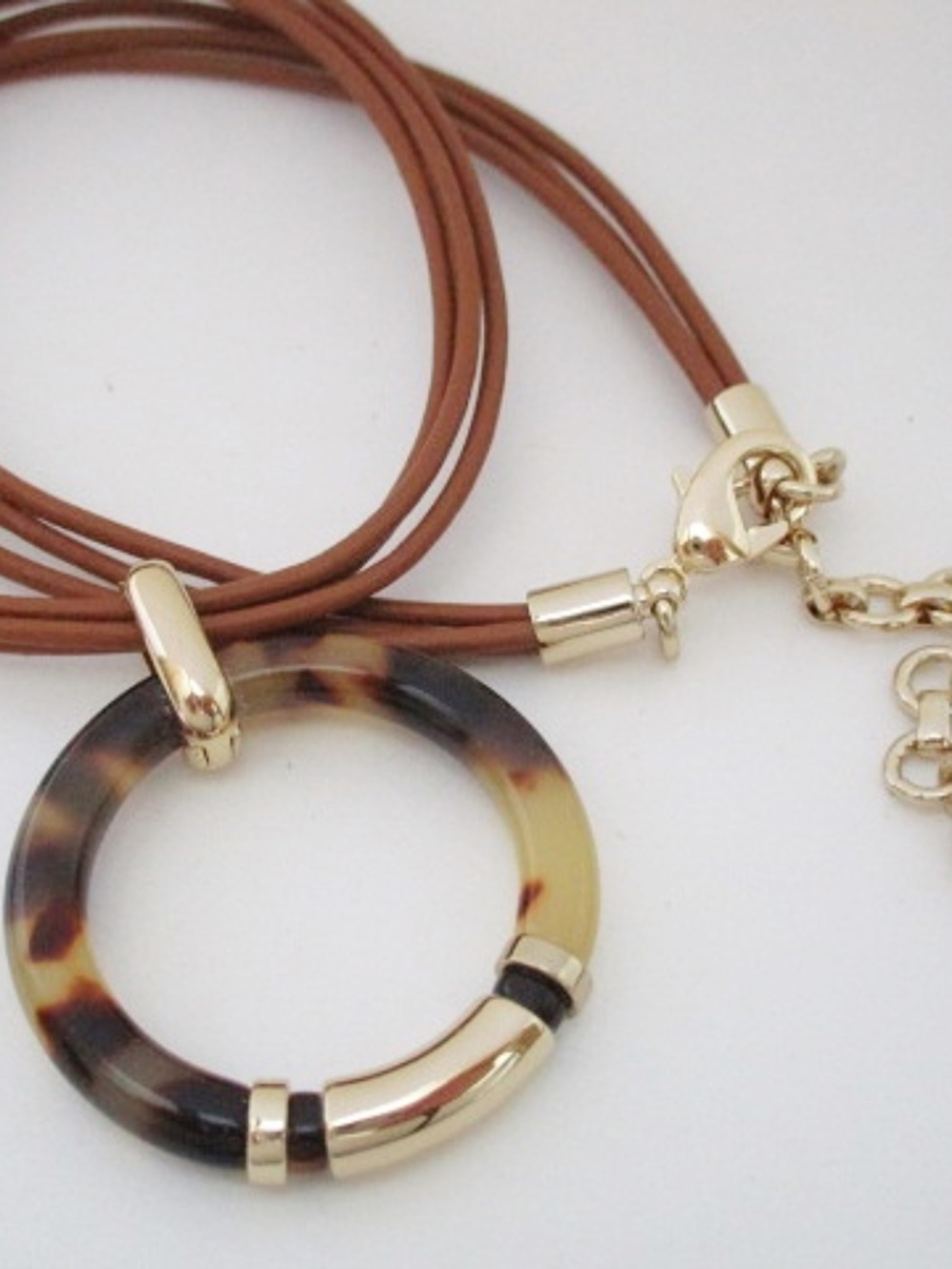 RALPH LAUREN - Leather-Wrapped Ring Multi-Cord Pendant Necklace